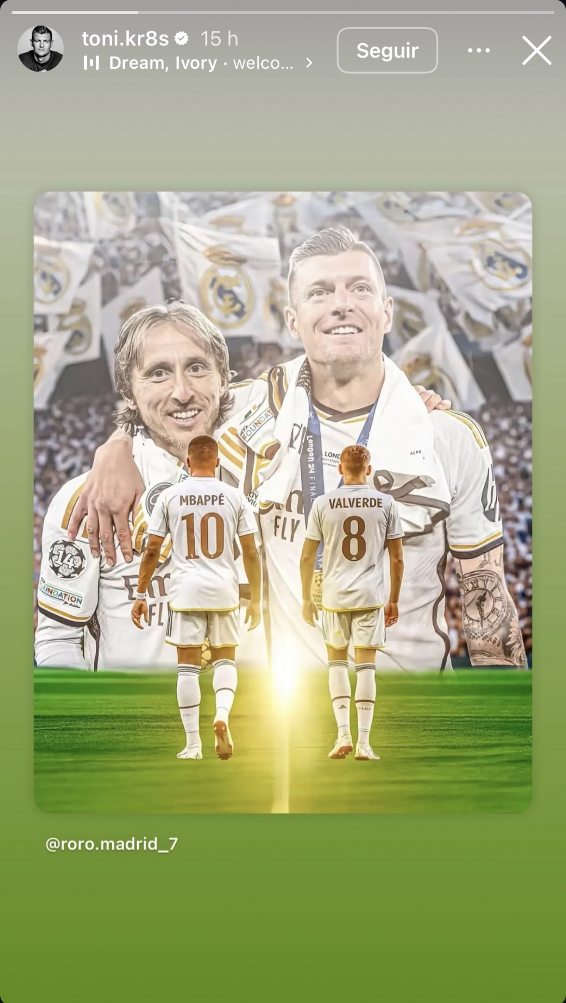 Kroos resube la publicación a su Instagram