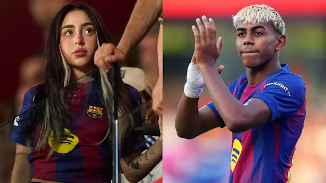 Nicki Nicole spotted wearing Lamine Yamal's No.10 Barcelona shirt after dropping in to watch Joan Gamper Trophy clash with Como - Yahoo Sports