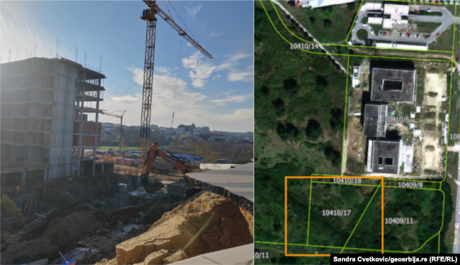 Pamje arkivore të parcelës kadastrale mbi të cilën është ndërtuar ndërtesa dhe për të cilën investitori nuk ka marrë leje ndërtimi. Rrëshqitja e dheut më 2 dhjetor ndodhi disa metra larg ndërtesës fqinje.