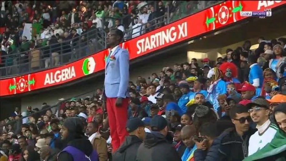 Meet Michel Kuka Mboladinga a patriotic Congolese fan. He is popular for his unique pose during the Les Léopards of Congo games in the ongoing Africa Cup of Nations in Morocco.