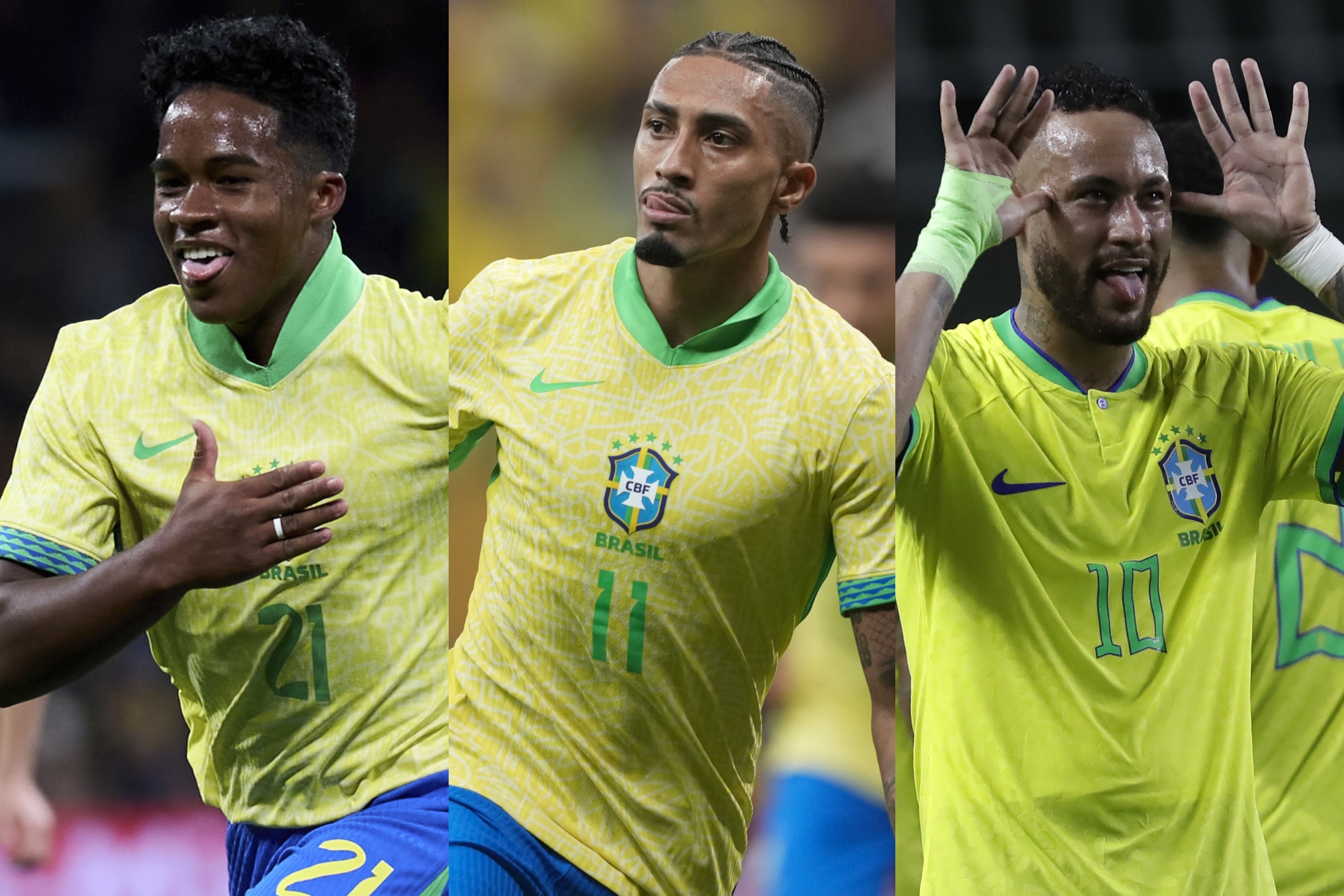 Endrick, Raphinha y Neymar, posibles sustitutos de Rodrygo.