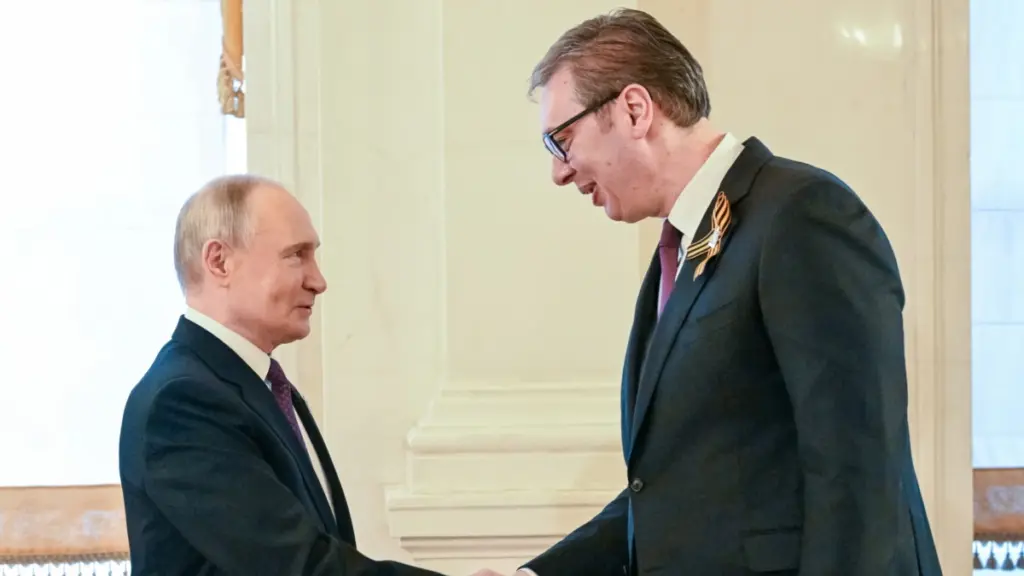 Presidenti rus, Vladimir Putin, dhe ai serb, Aleksandar Vuçiq. Fotografi nga arkivi.